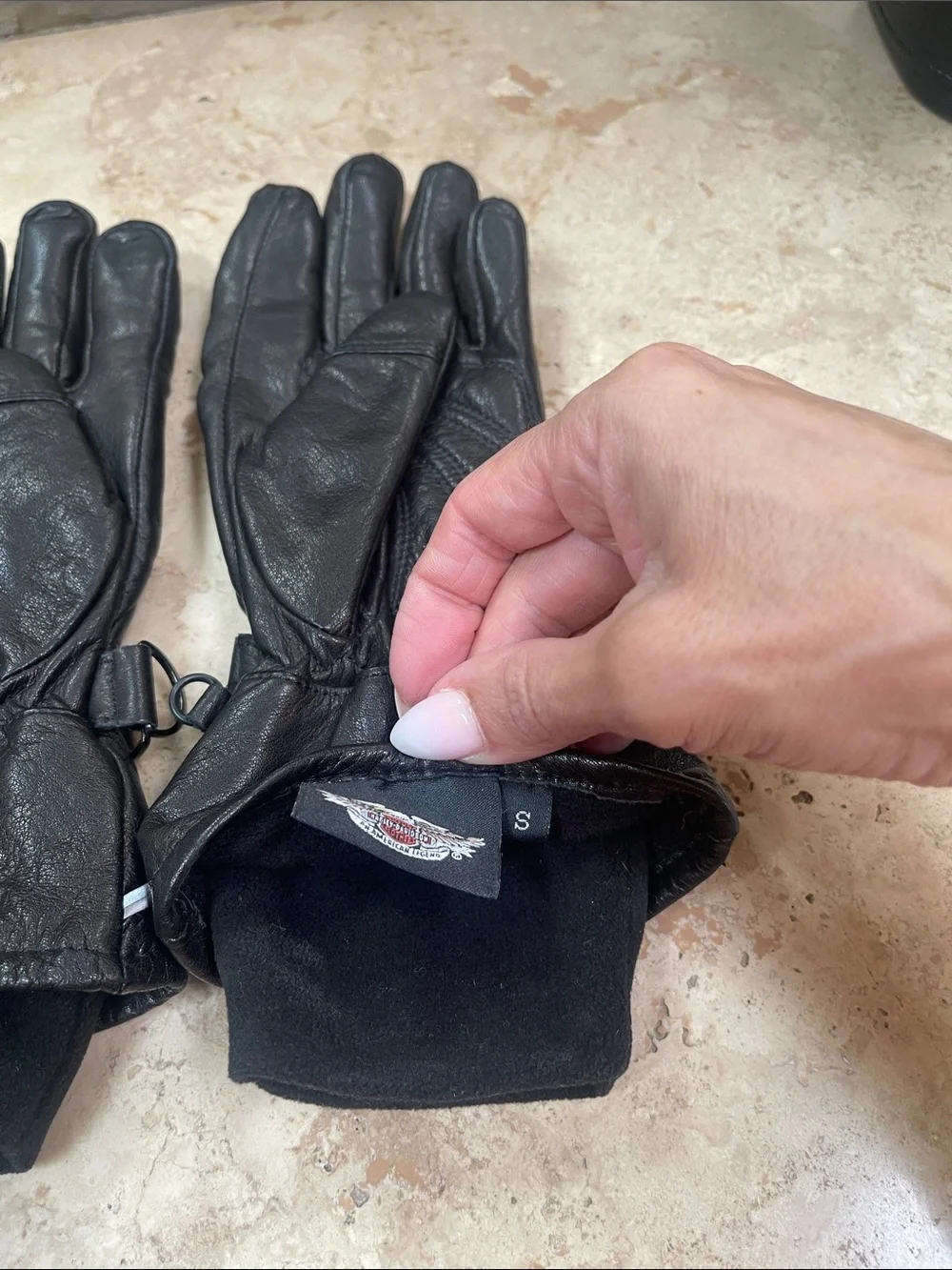 Harley-Davidson Black Leather Riding Gloves with Reflective Accents